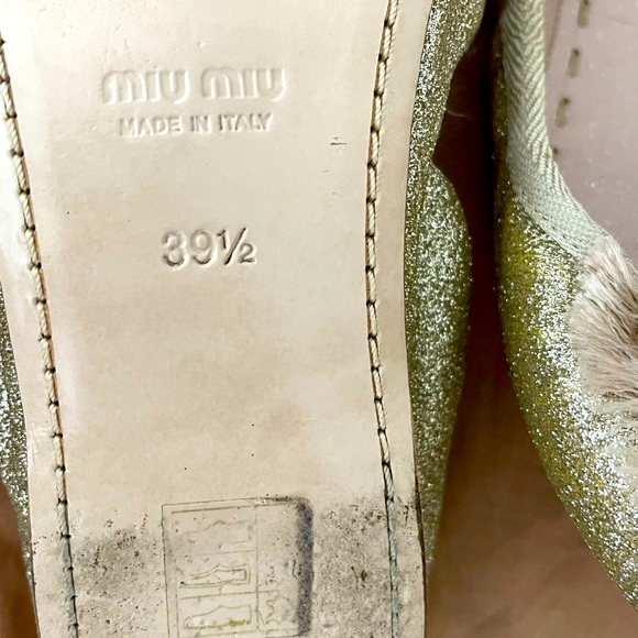 Designer Miu Miu Glitter Ballet Flats with original garment bag! size 39.5 - Picture 2 of 4